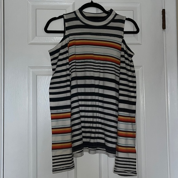 Free People Striped Cold Shoulder Turtleneck - Picture 2 of 5